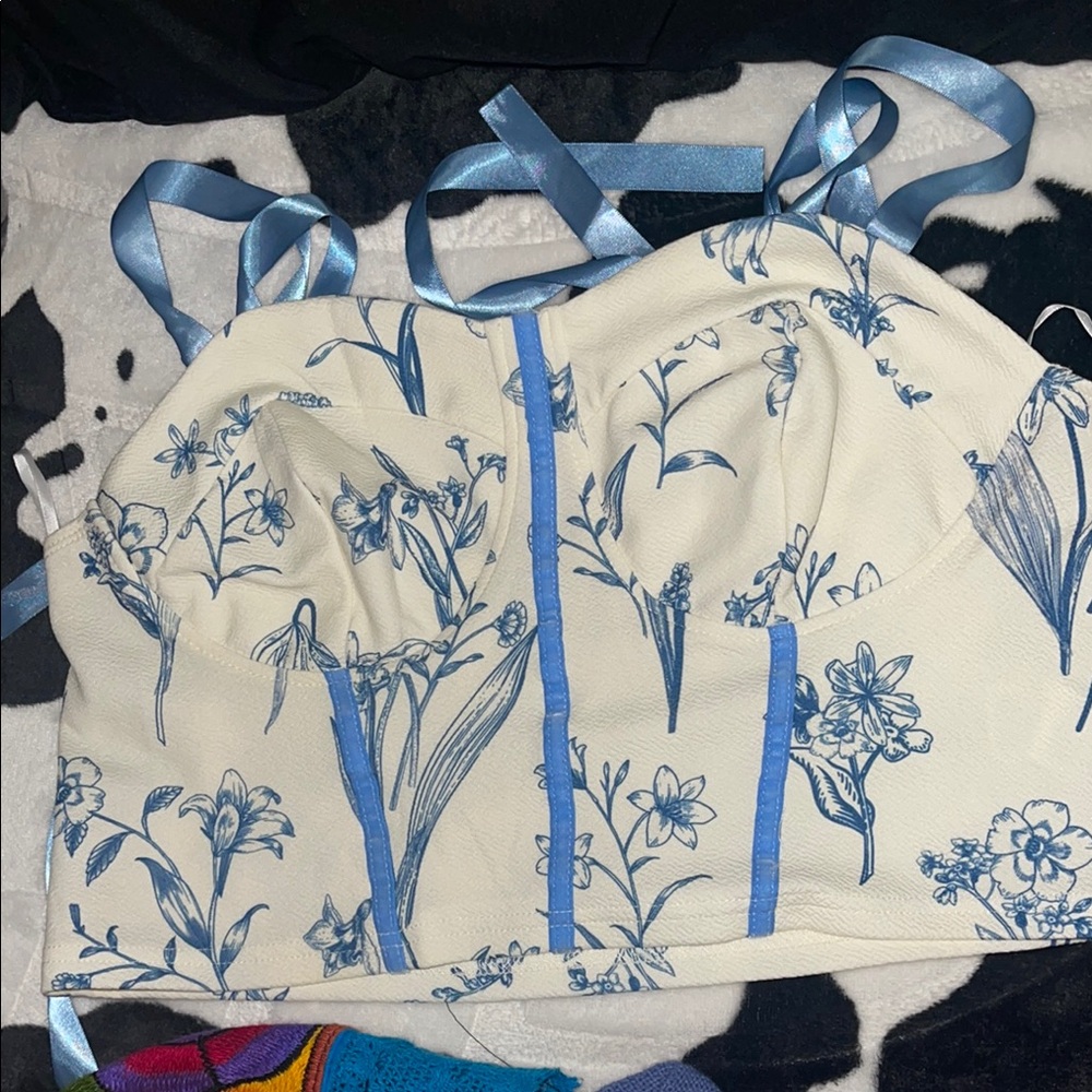 Floral Blue and White Women's Intimate Top